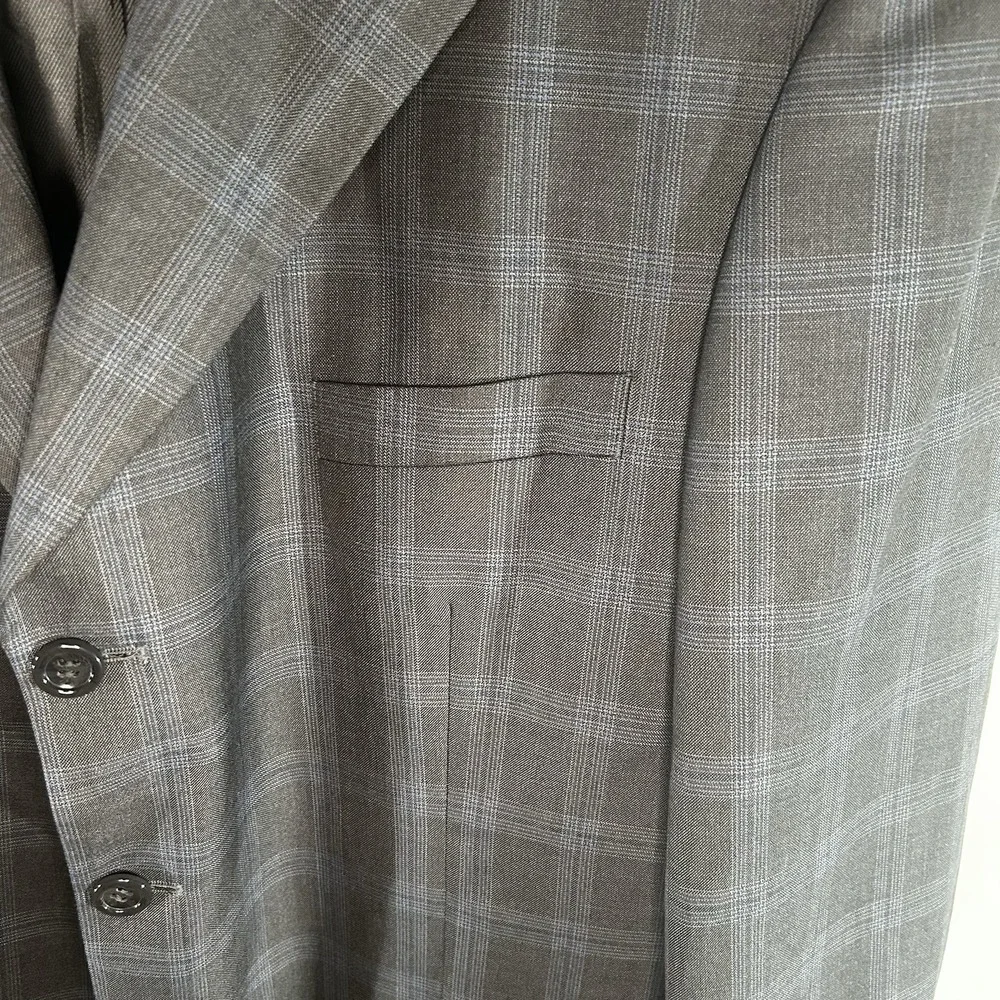 Luca Rossi Italia‎ 40S Gray Plaid Sport Coat Blazer Super 150s 3 Button